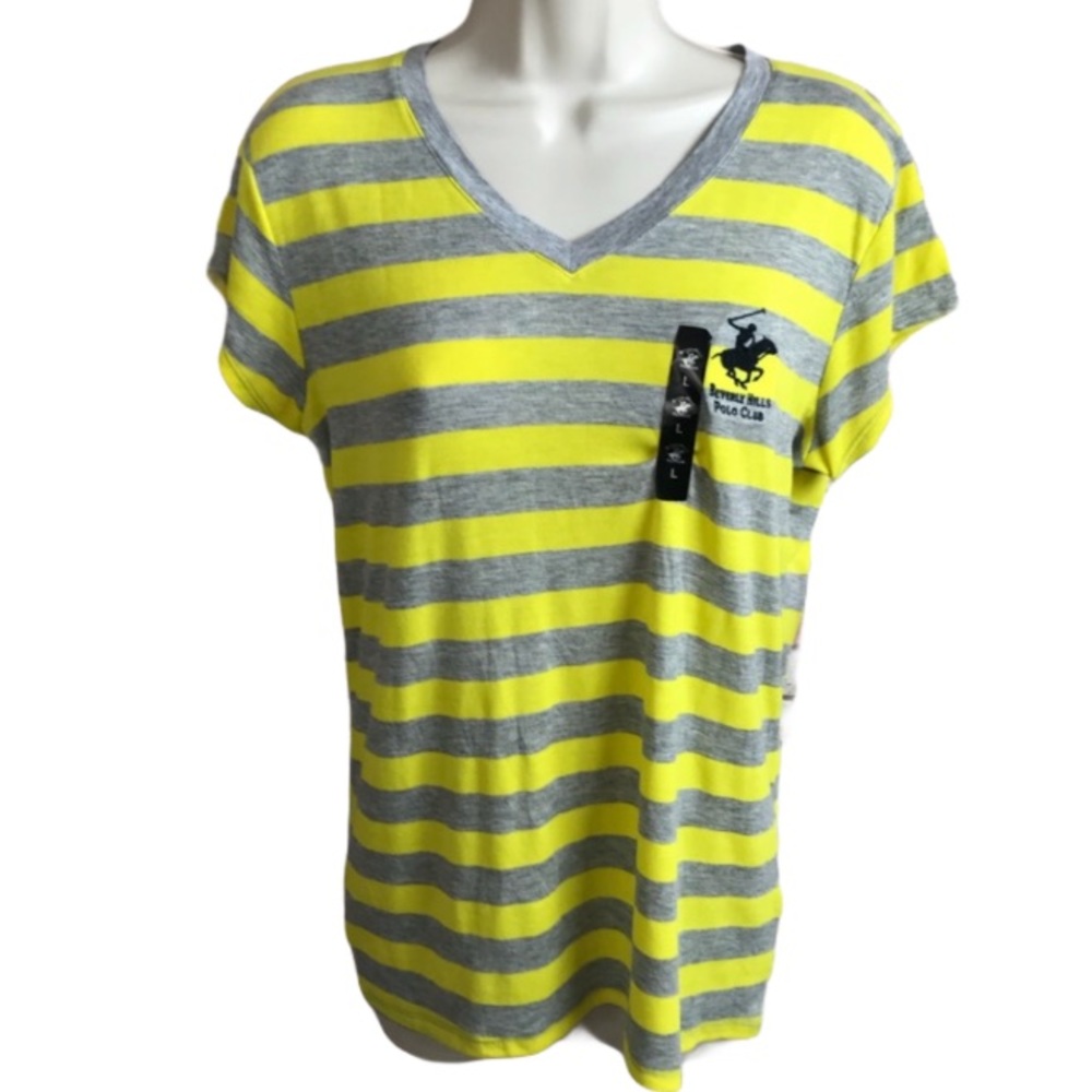 New Beverly Hills polo club t shirt v Neck L strip